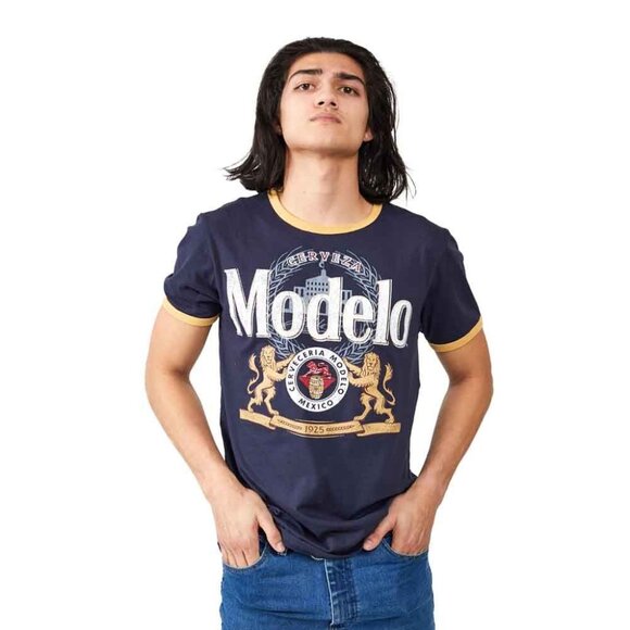 Modelo Vintage Ringer Unisex T-Shirt Sz Large - Picture 2 of 5